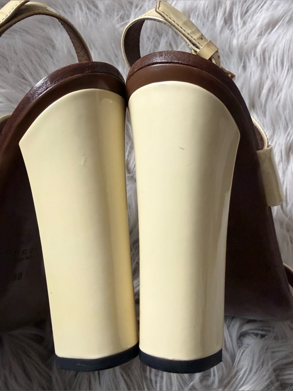 GUCCI Alyssa Horsebit Patent Leather Sandals Block Heel  Size 38 Size 8 - Picture 6 of 11